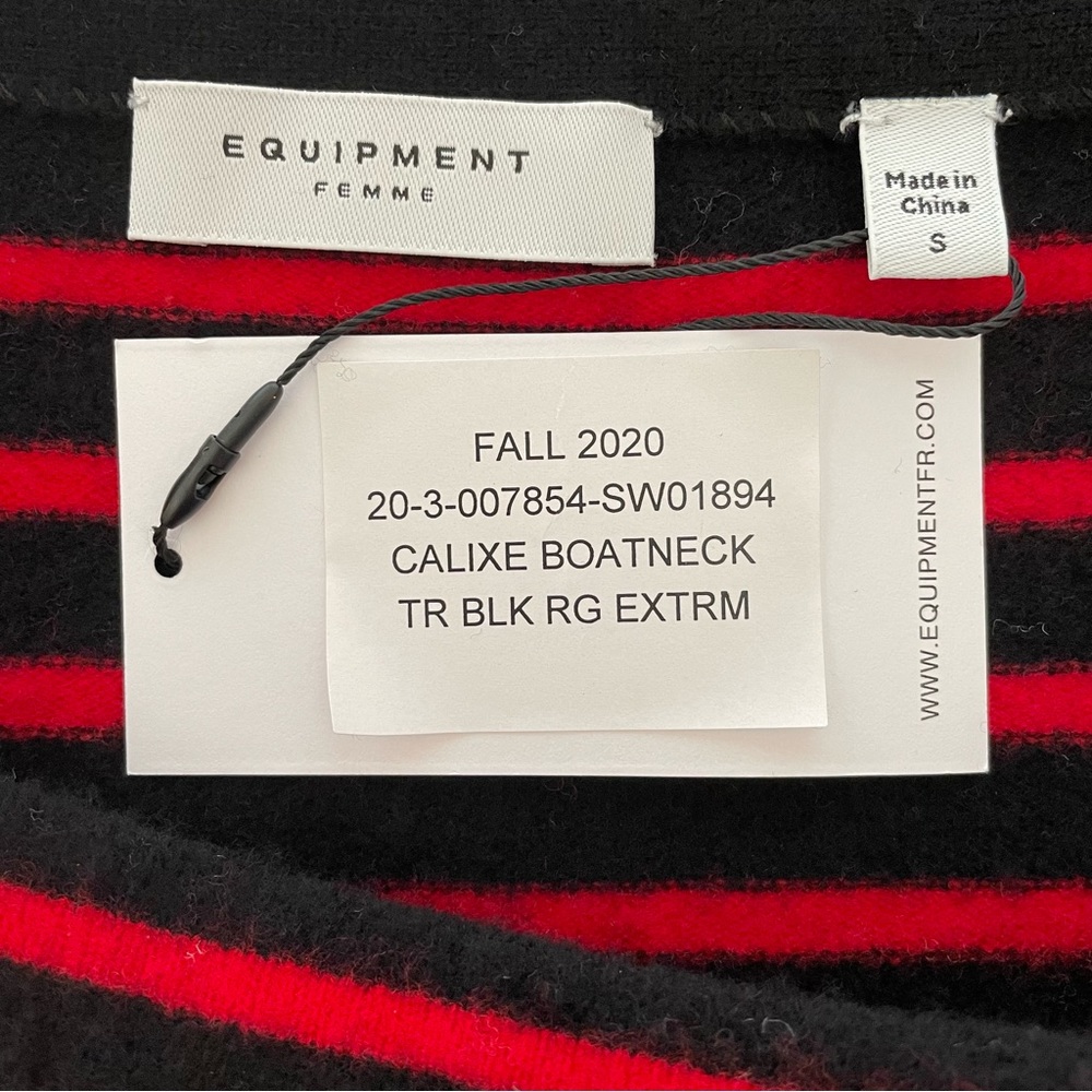 Equipment Calixe Boatneck 100% Wool Sweater Size Small Stripes Nautical Yacht - Picture 5 of 7